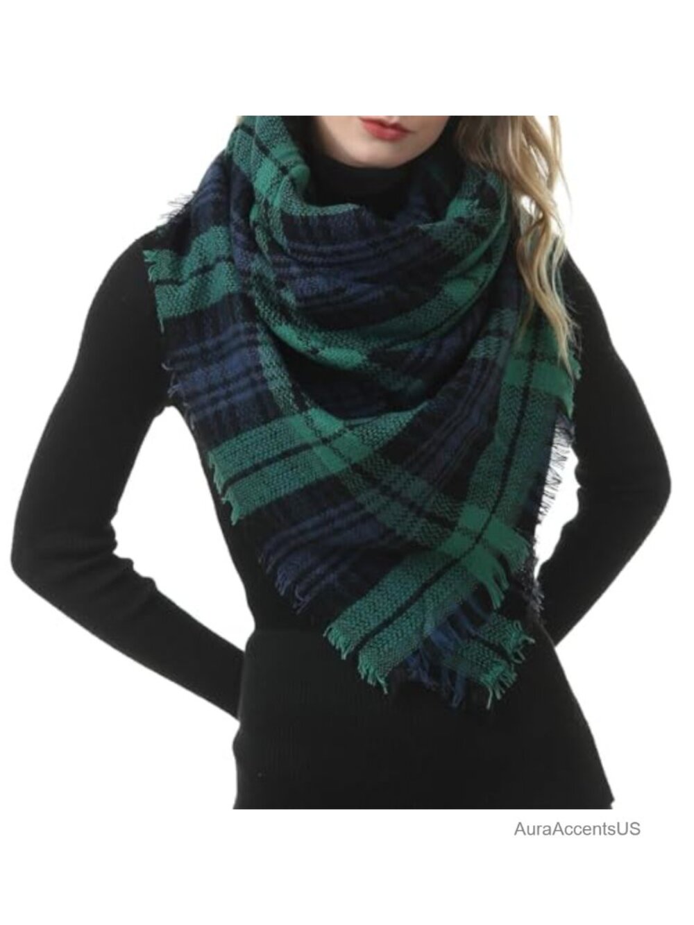 Oversized Plaid Scarf Wrap Shawl, Polyester, Warm Winter Gift